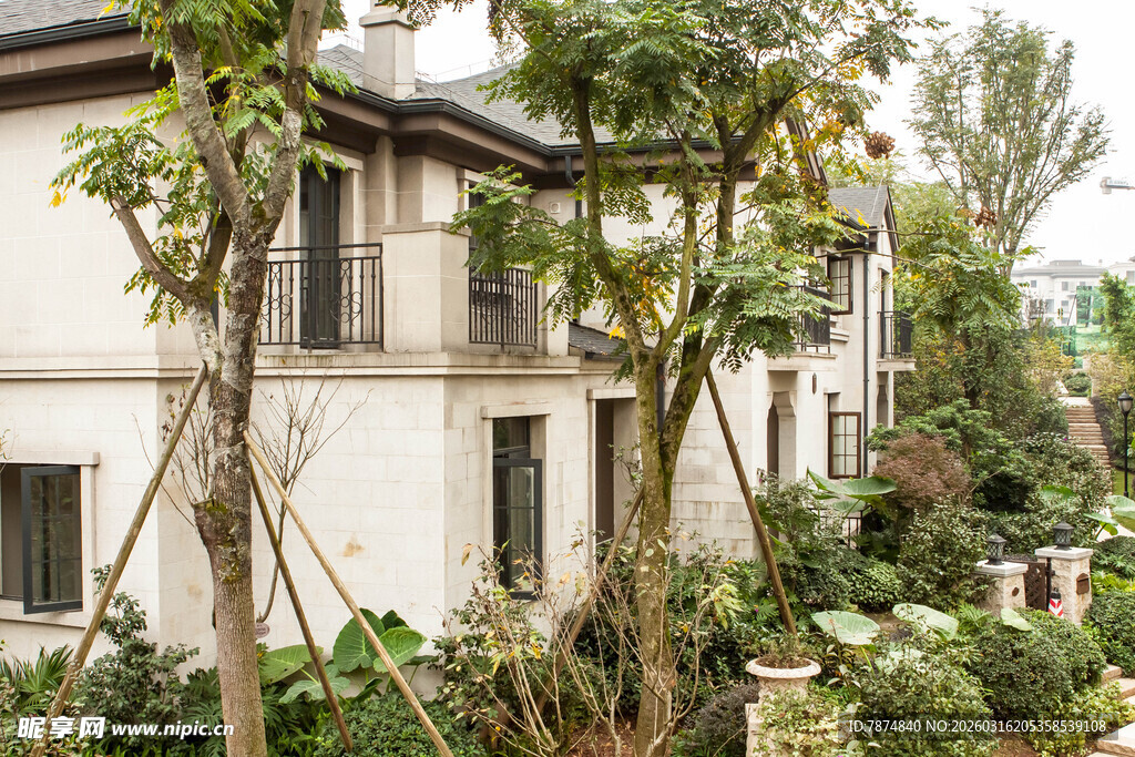 庭院绿植环绕的雅致建筑