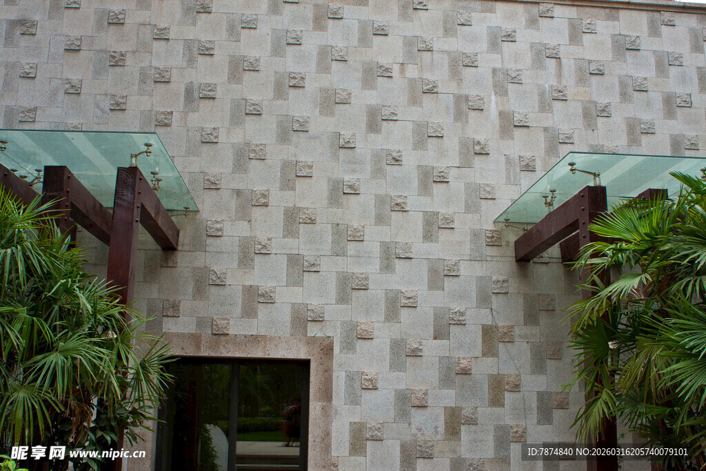 复古墙面与绿植装饰场景