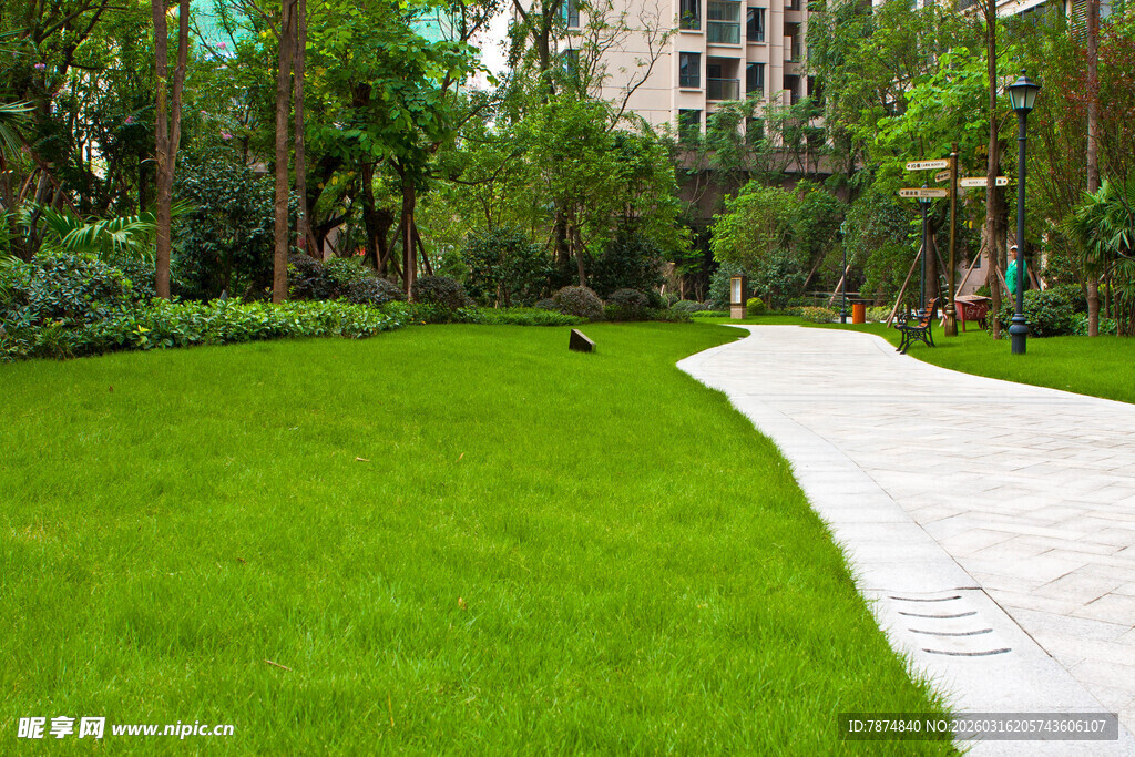 小区内的绿意盎然小径