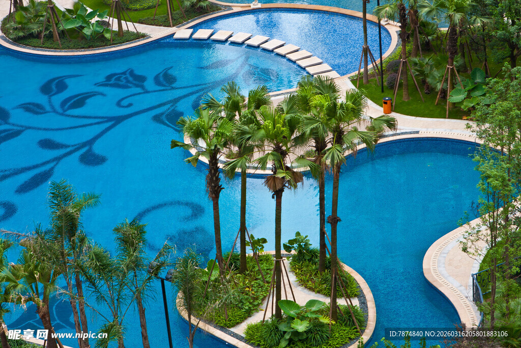 热带风情泳池景观