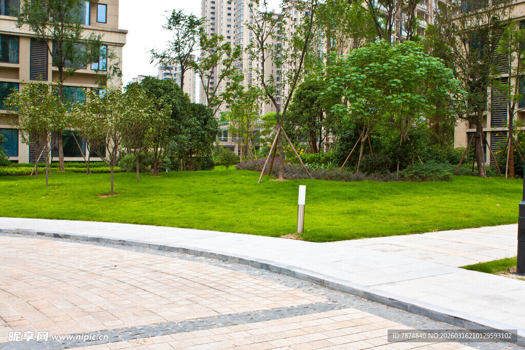 小区内的绿化景观道路
