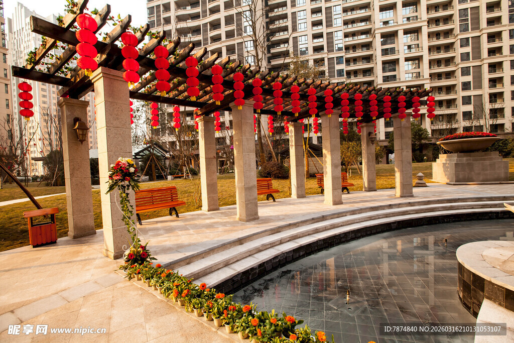 小区景观 中式装饰添氛围