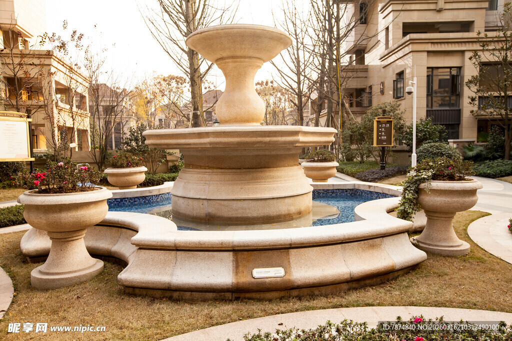 欧式庭院喷泉景观