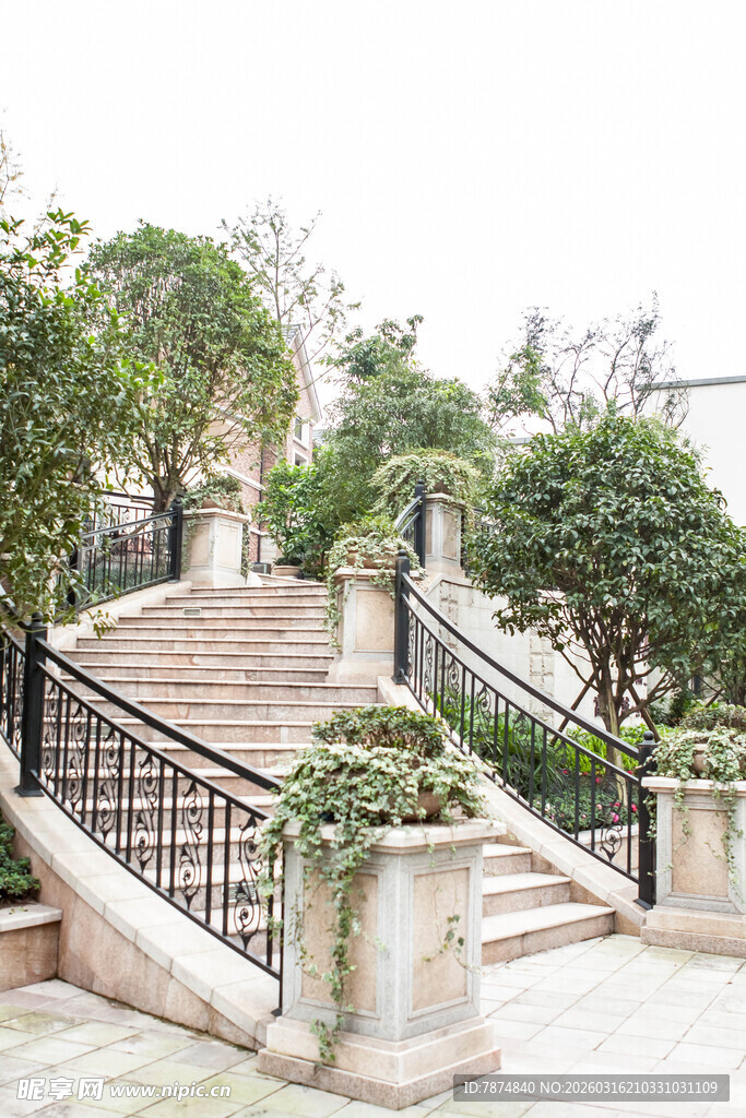 优雅户外石阶园林景致