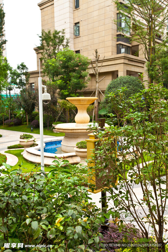 精致小区园林景观一角