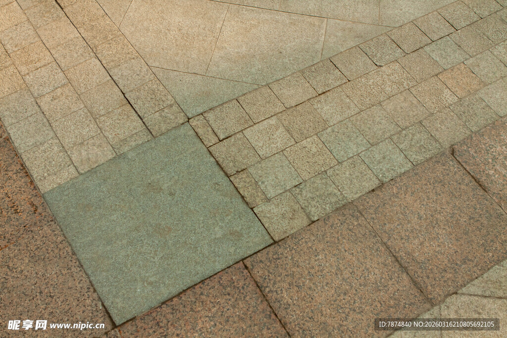 户外拼贴式砖石地面景观