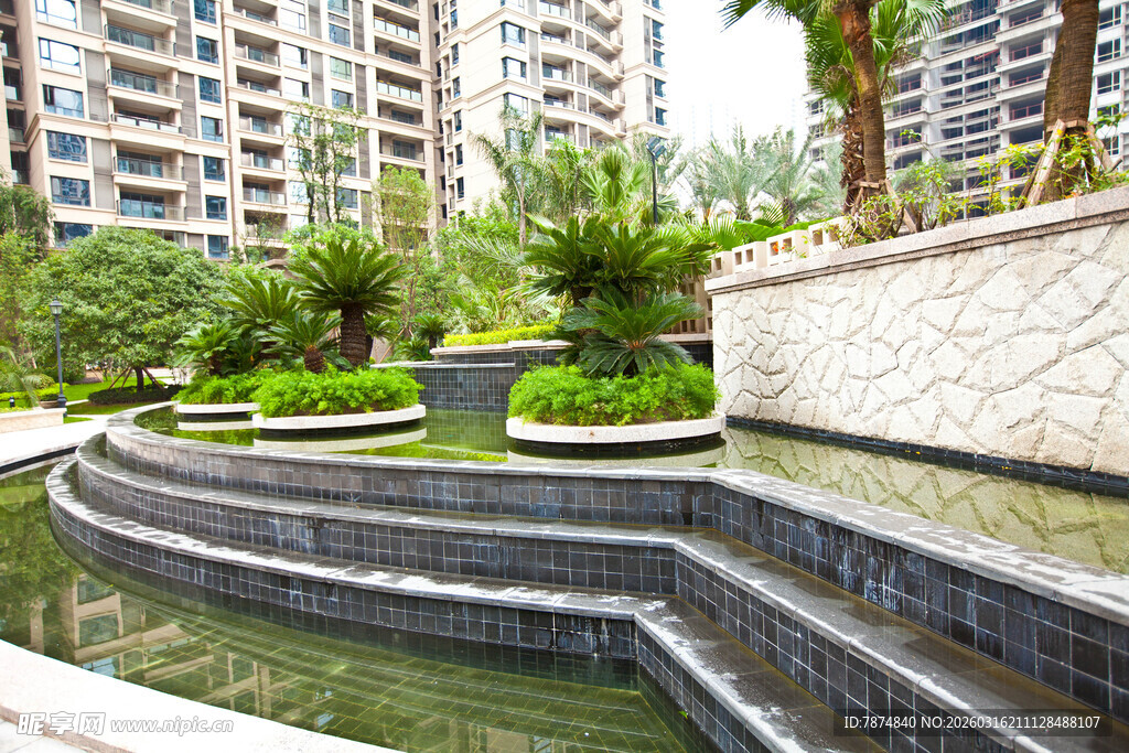 小区内精致水景园林景观