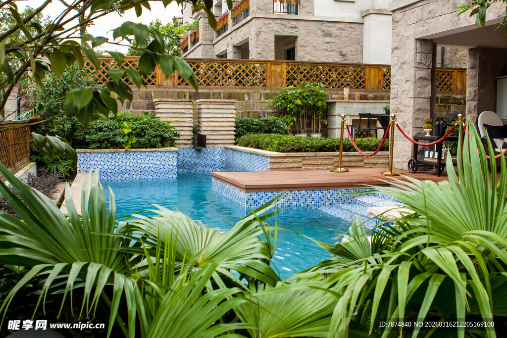热带风情庭院泳池景观