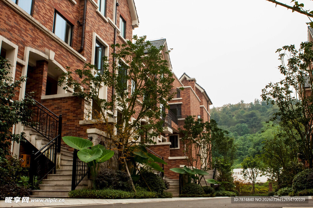 欧式红砖别墅社区景观