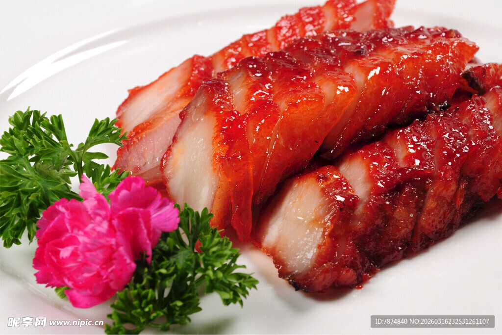美味叉烧摆盘