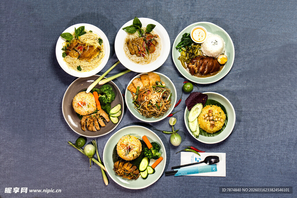 多样美味佳肴摆拍展示