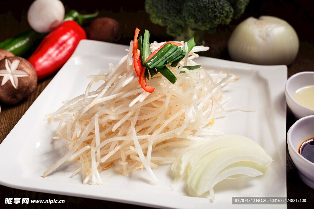 新鲜食材 豆芽与配菜组合