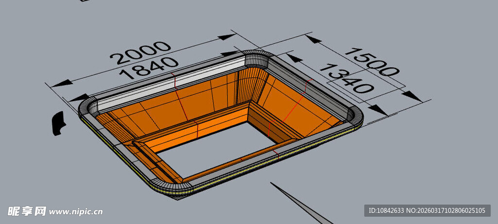 方形橙色容器尺寸示意图