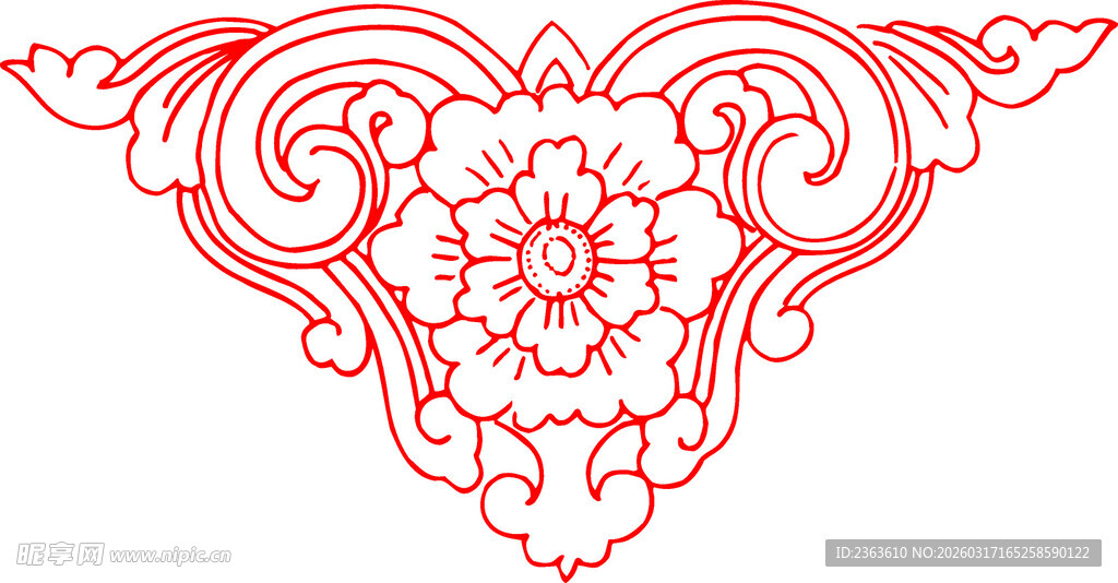 中式古典红色花纹角花