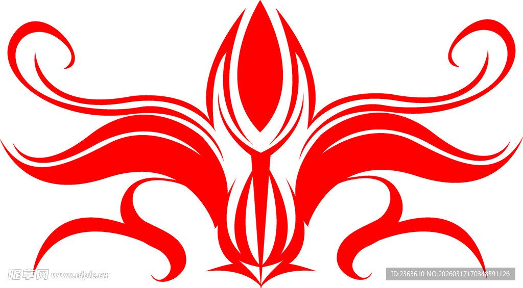 红色花卉风格装饰图案