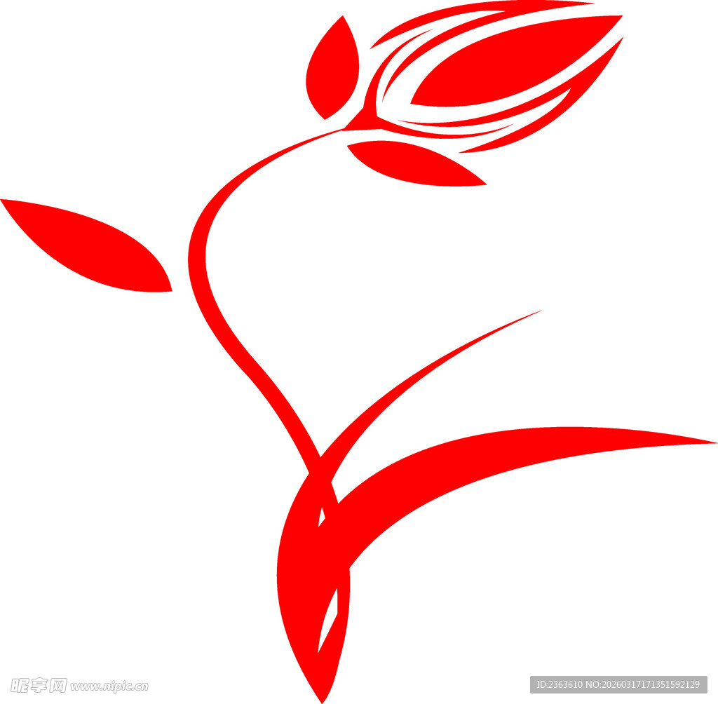 红色花卉图案设计元素