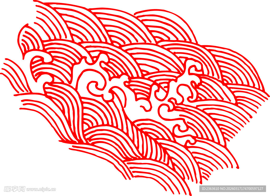 中式传统海浪纹剪纸图案