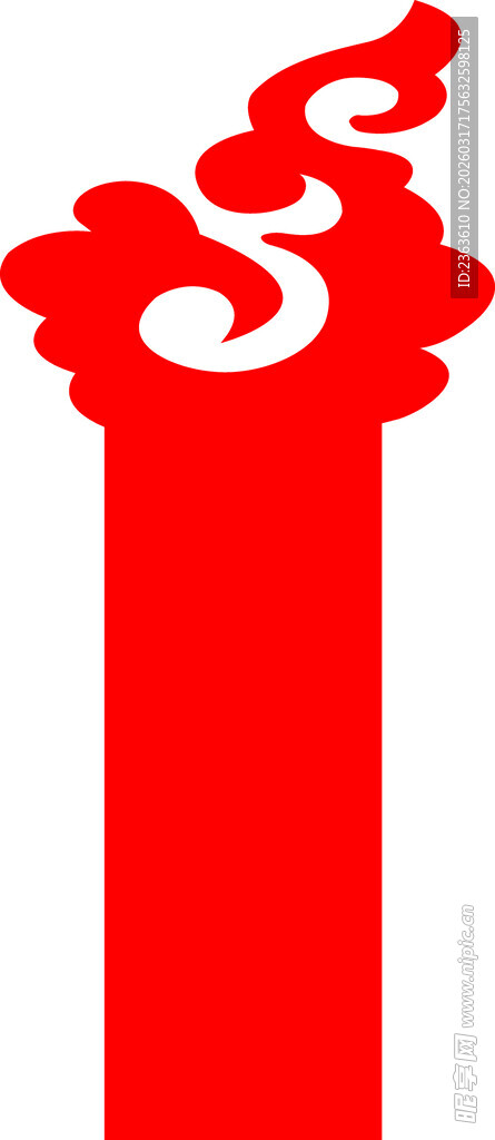 红色祥云立柱装饰元素