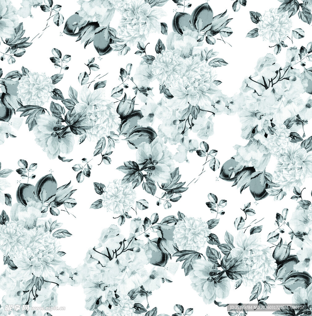 蓝白花卉图案背景