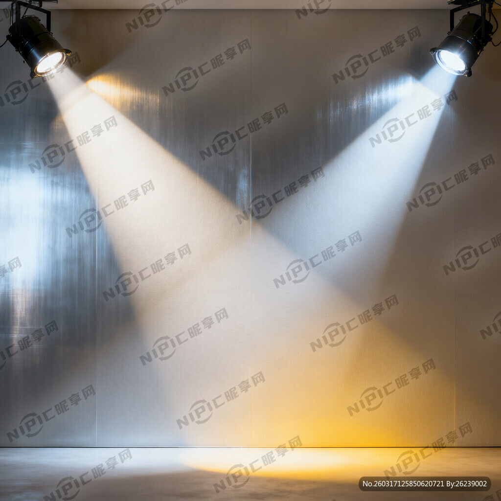 多个射灯照背景墙的效果图