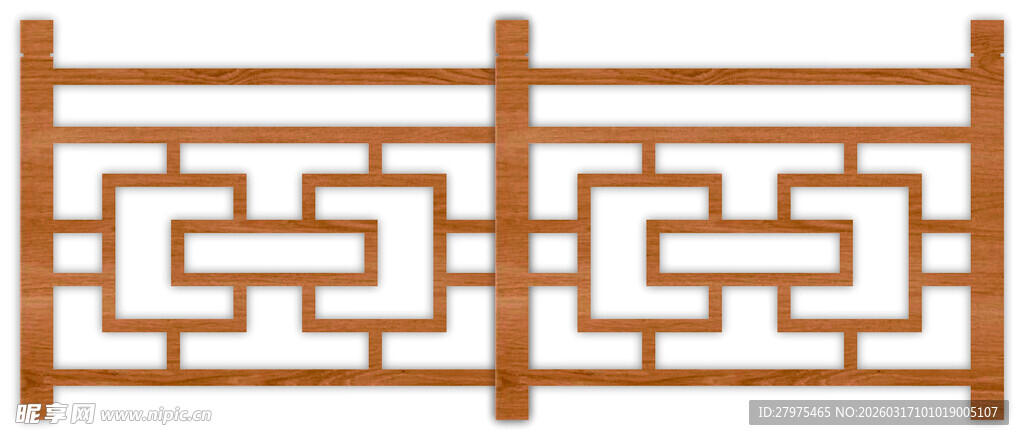 中式镂空木质围栏图案 镂空格栅