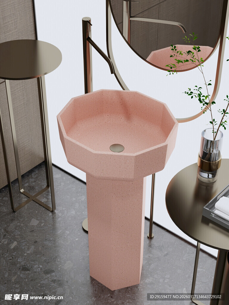 粉色陶瓷洗手盆设计展示