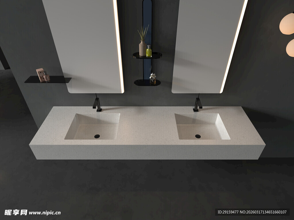 现代双盆洗手台设计