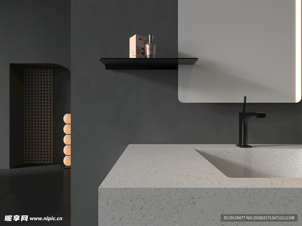 现代简约风浴室洗手台一角