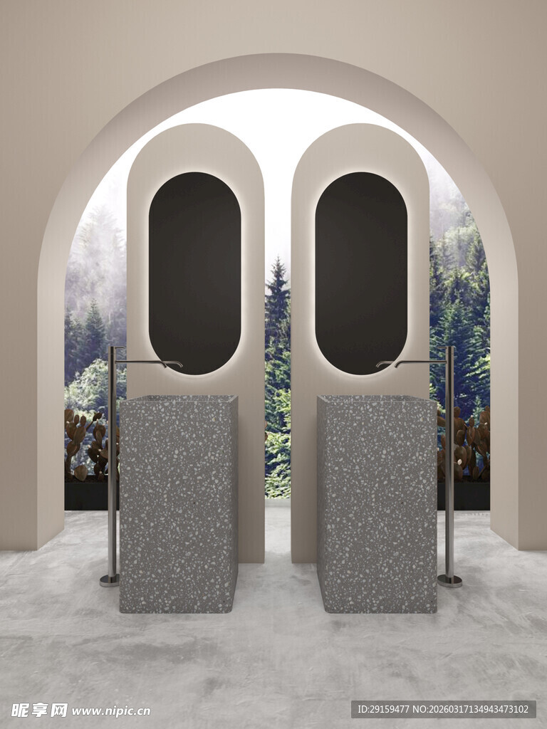 现代风格双立柱景观装置