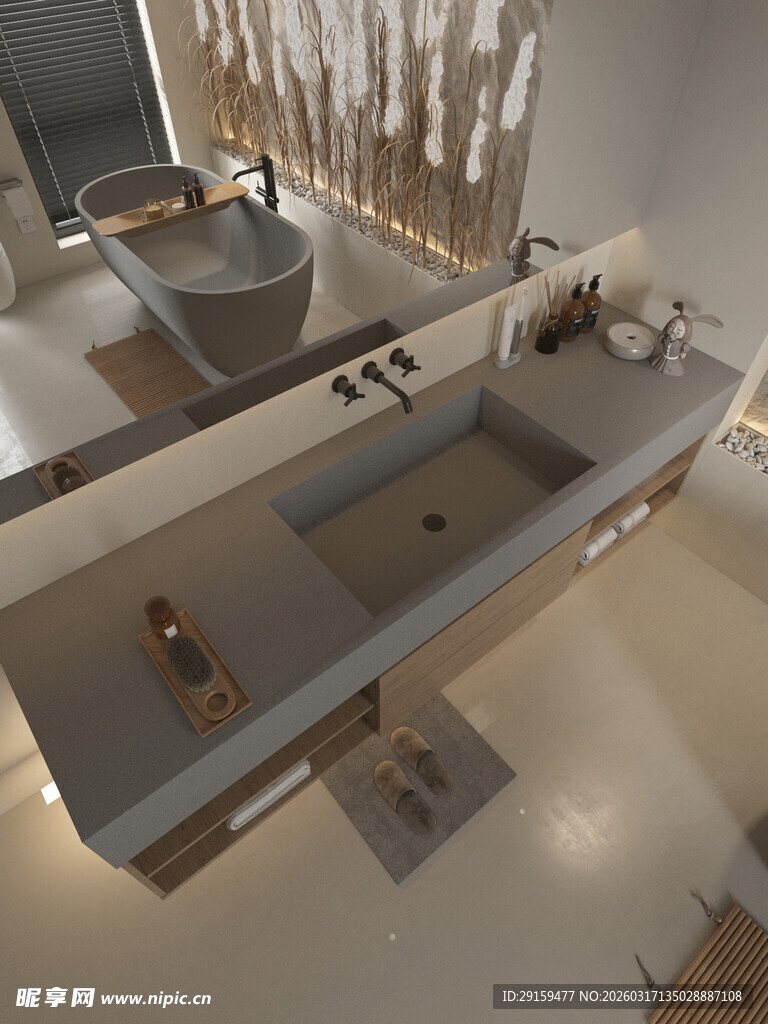 现代风格双洗手台设计