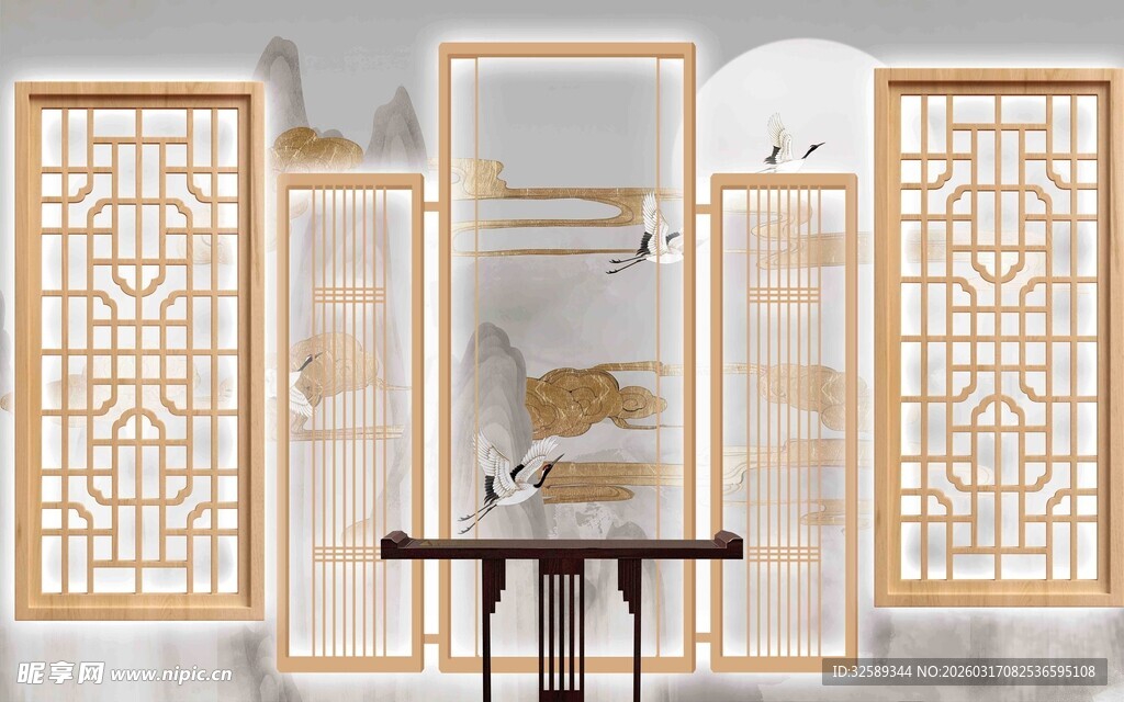 中式客厅屏风装饰摆件