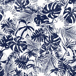 蓝白热带植物花纹图案