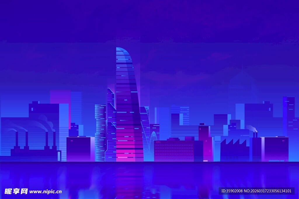 梦幻霓虹都市夜景