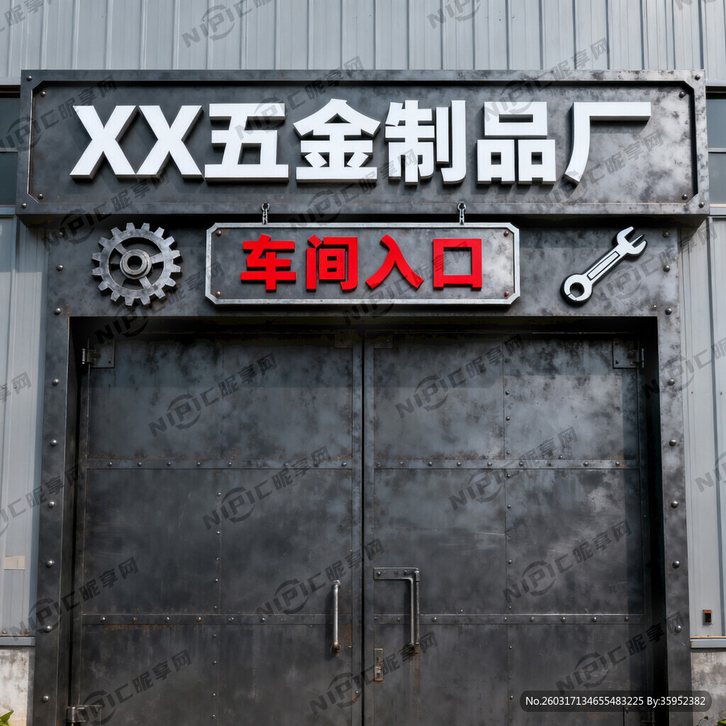 五金制品厂车间门头效果图