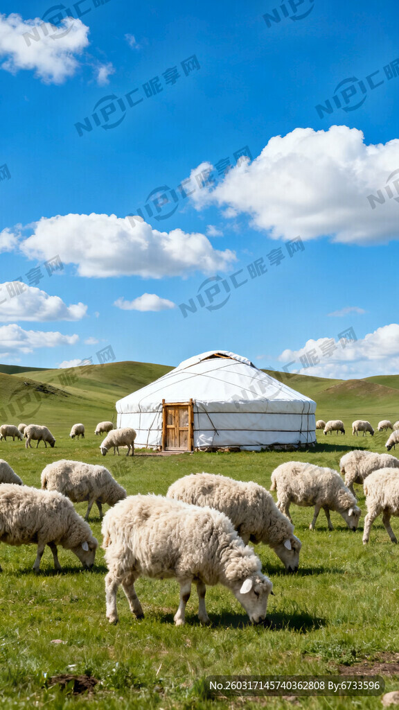 蓝天白云绿草地