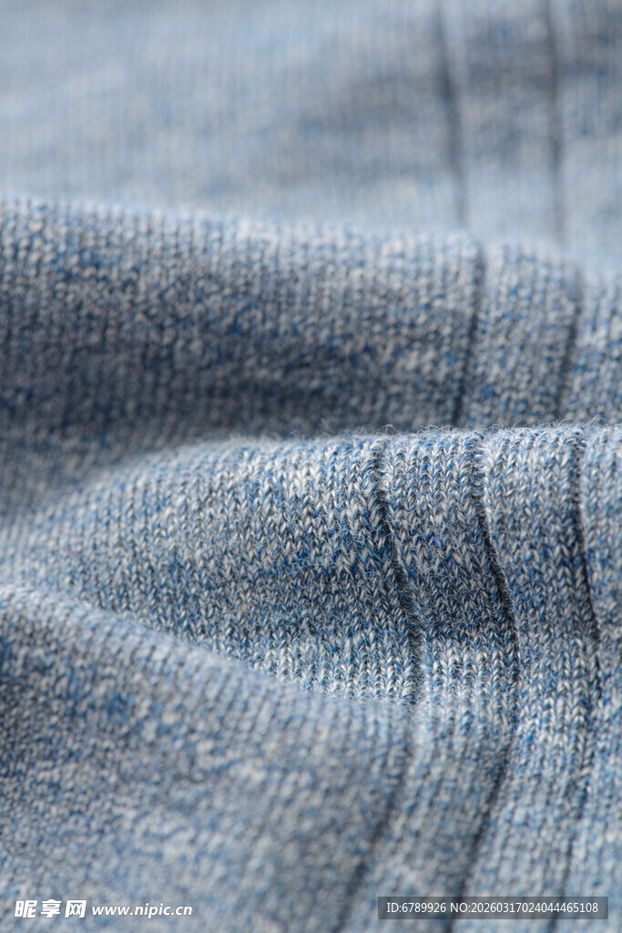 蓝色针织布料纹理细节