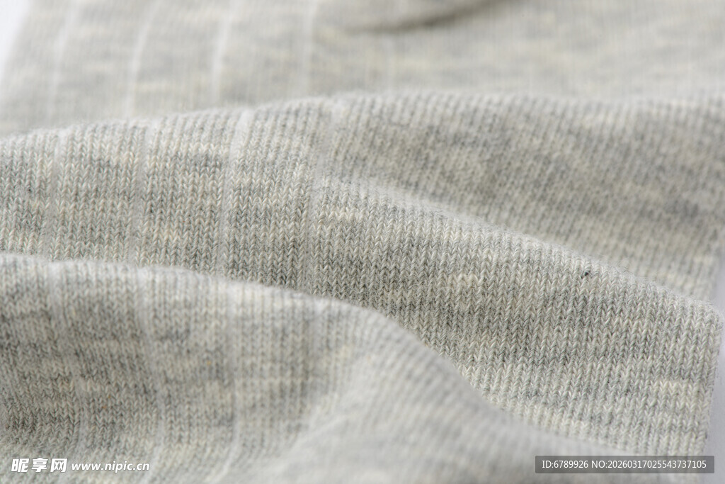 浅灰色棉袜细节特写