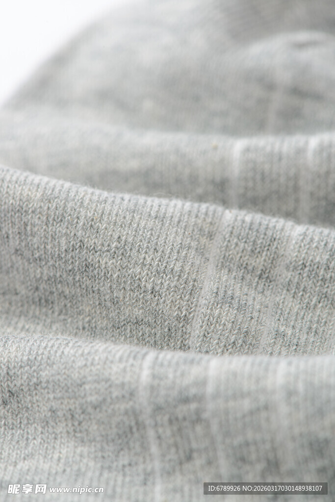 浅灰色棉袜纹理特写