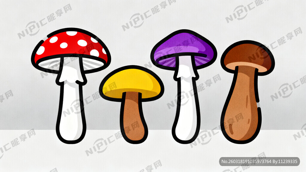 帮我生成几个品种的蘑菇