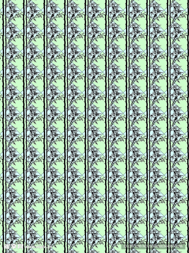 绿色花卉条纹无缝图案