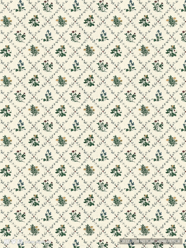 复古绿植几何图案背景