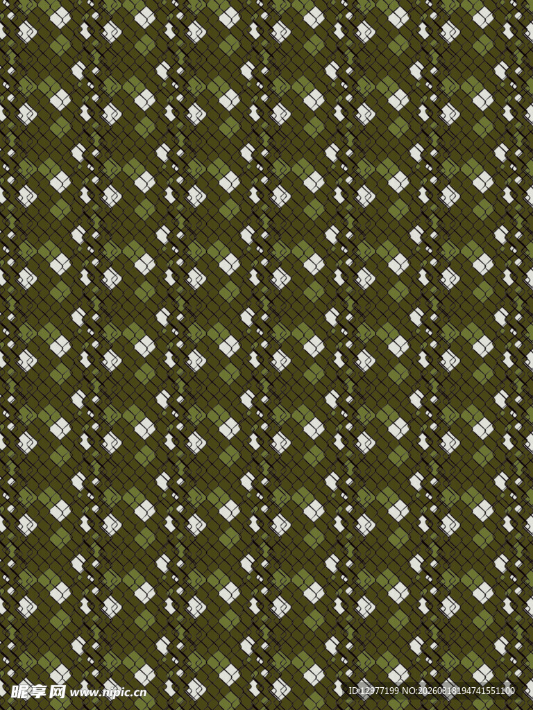 绿色底白色碎花布料纹理