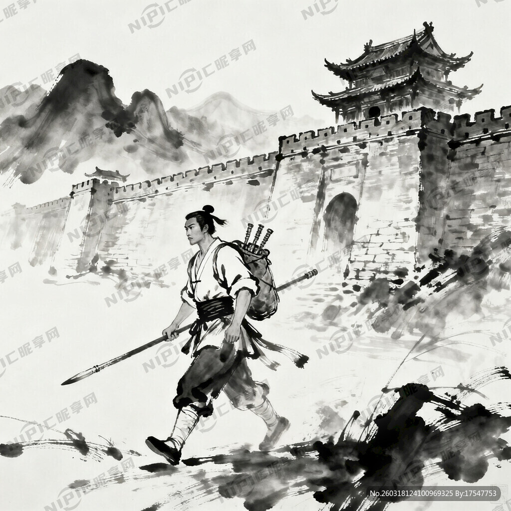 黑白的 有山 古城 古建筑