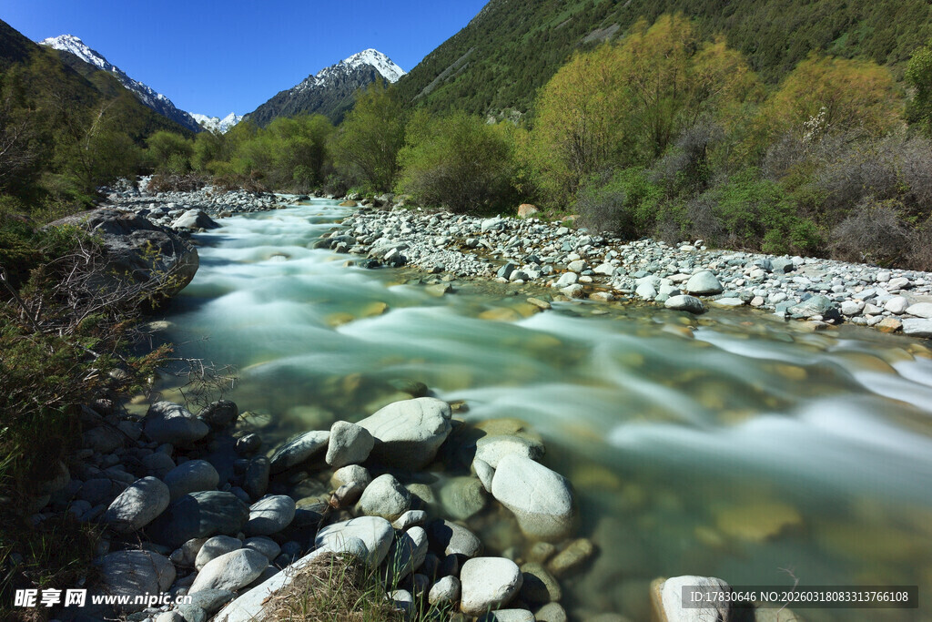 山间溪流潺潺风景如画