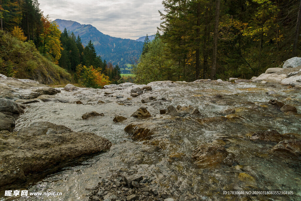 山间溪流自然美景如画