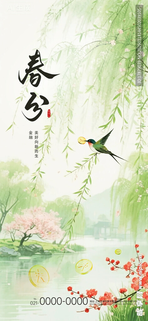 春分时节花鸟图