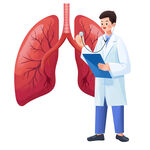 医生查看肺部研究资料