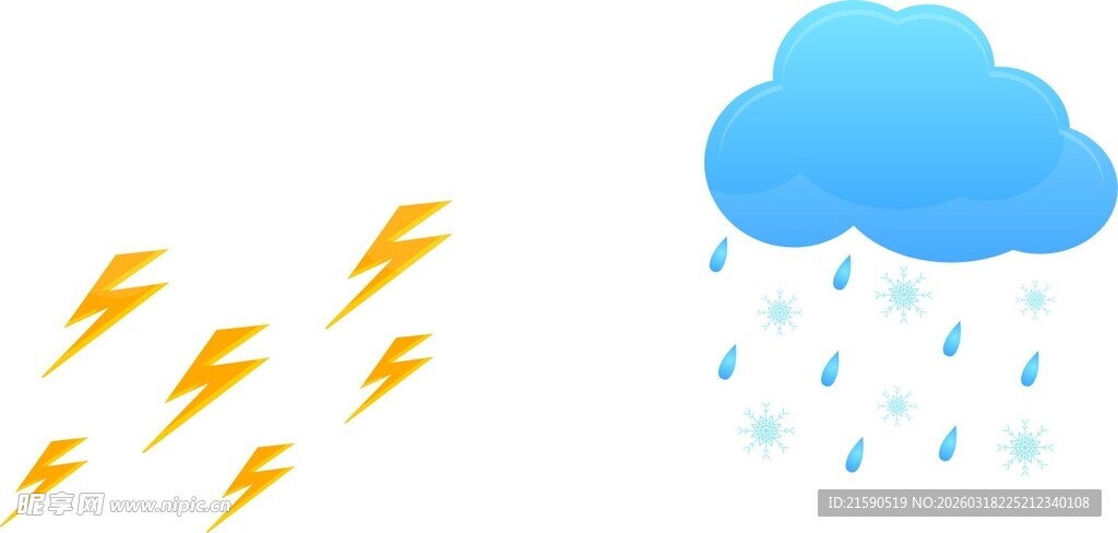 雷电与降雨天气图标