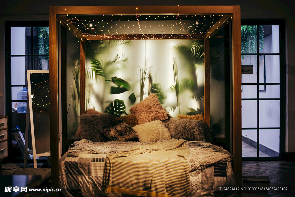 梦幻复古风卧室温馨场景