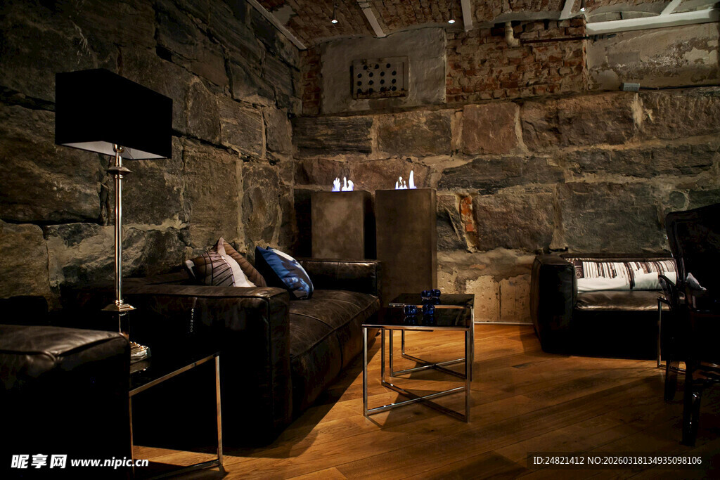 复古石墙风室内休闲空间